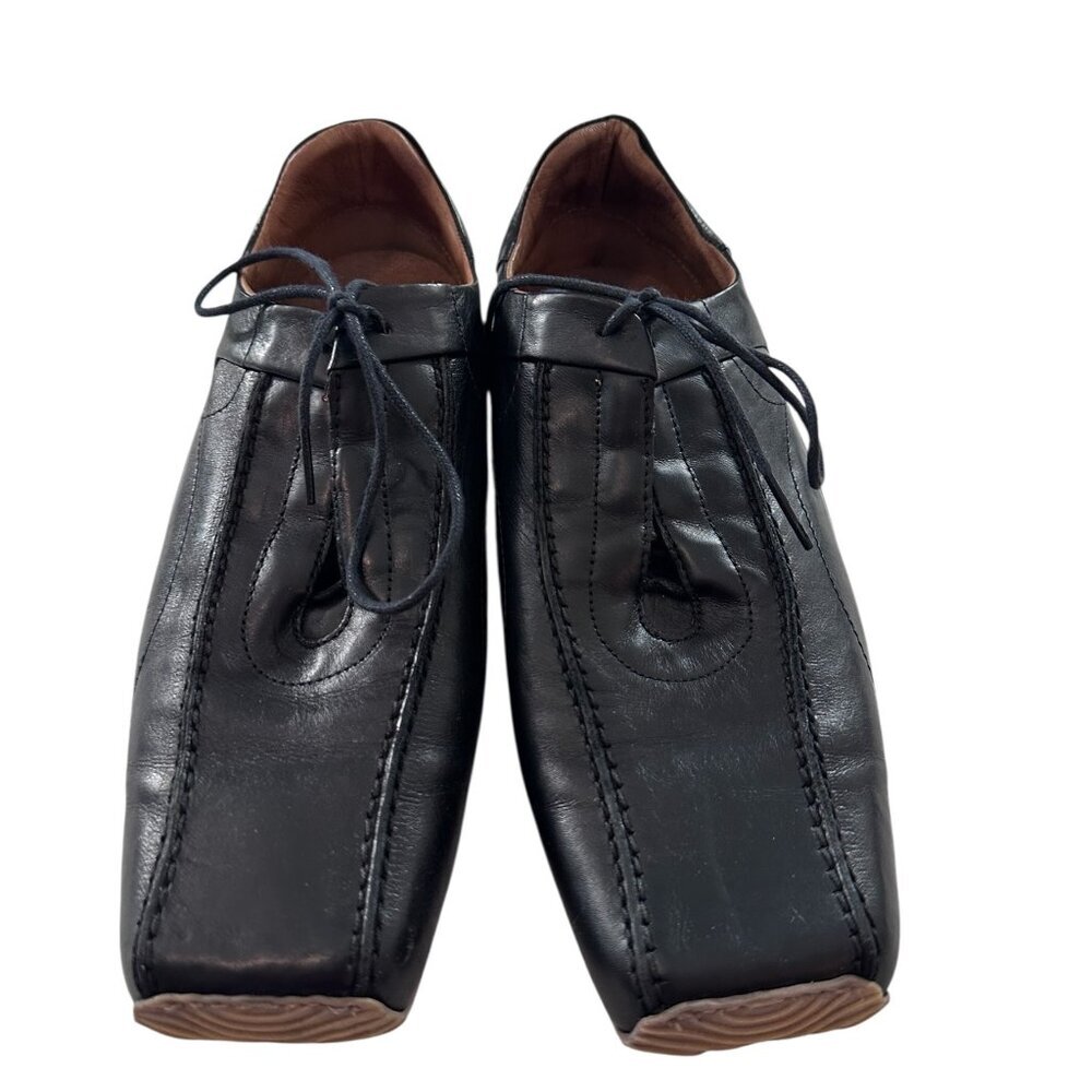 Olip Air Made in Italy Black Leather Square Toe Loafers sz 40 Minimalist Euro